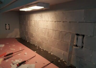 This is a kitchen tile backsplash project in Old Fort Cape Elizabeth Me