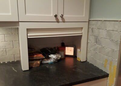 This is a kitchen tile backsplash project in Old Fort Cape Elizabeth Me